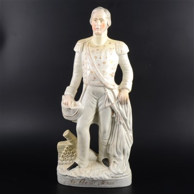 Lot 114 - Large carved composite vase, Chinese polychrome vase and a Staffordshire figure of Sir Charles Napier.