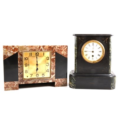 Lot 310 - A Victorian slate mantel clock and another mantel clock. in the Art Deco style
