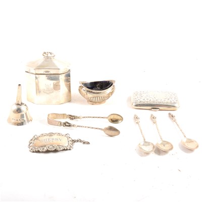 Lot 192 - Silver tea caddy and other small silver items.