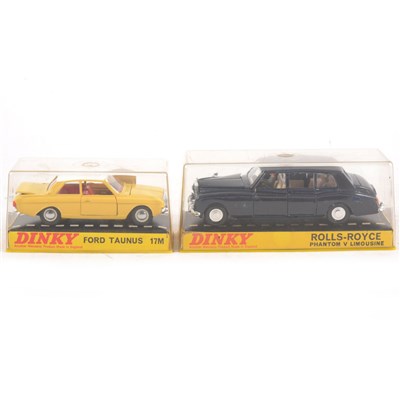 Lot 235 - Dinky Toys; no.152 Rolls-Royce Phantom V, and no.154 Ford Taunus 17M, both boxed.