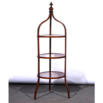 Lot 695 - Mahogany three-tier cake stand, triform open...