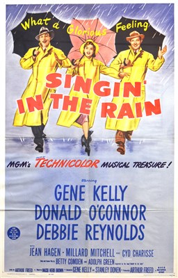 Lot 619 - Original poster for Singing in the Rain, 1963 re-make of the film, 98cm x 61cm.