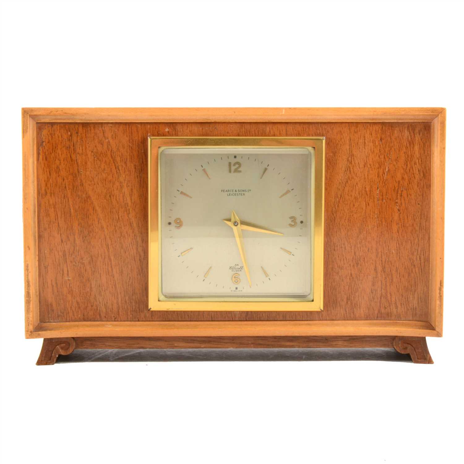 Lot 98 - An Elliott walnut mantel clock, retailed by Pearce & Sons, Leicester.