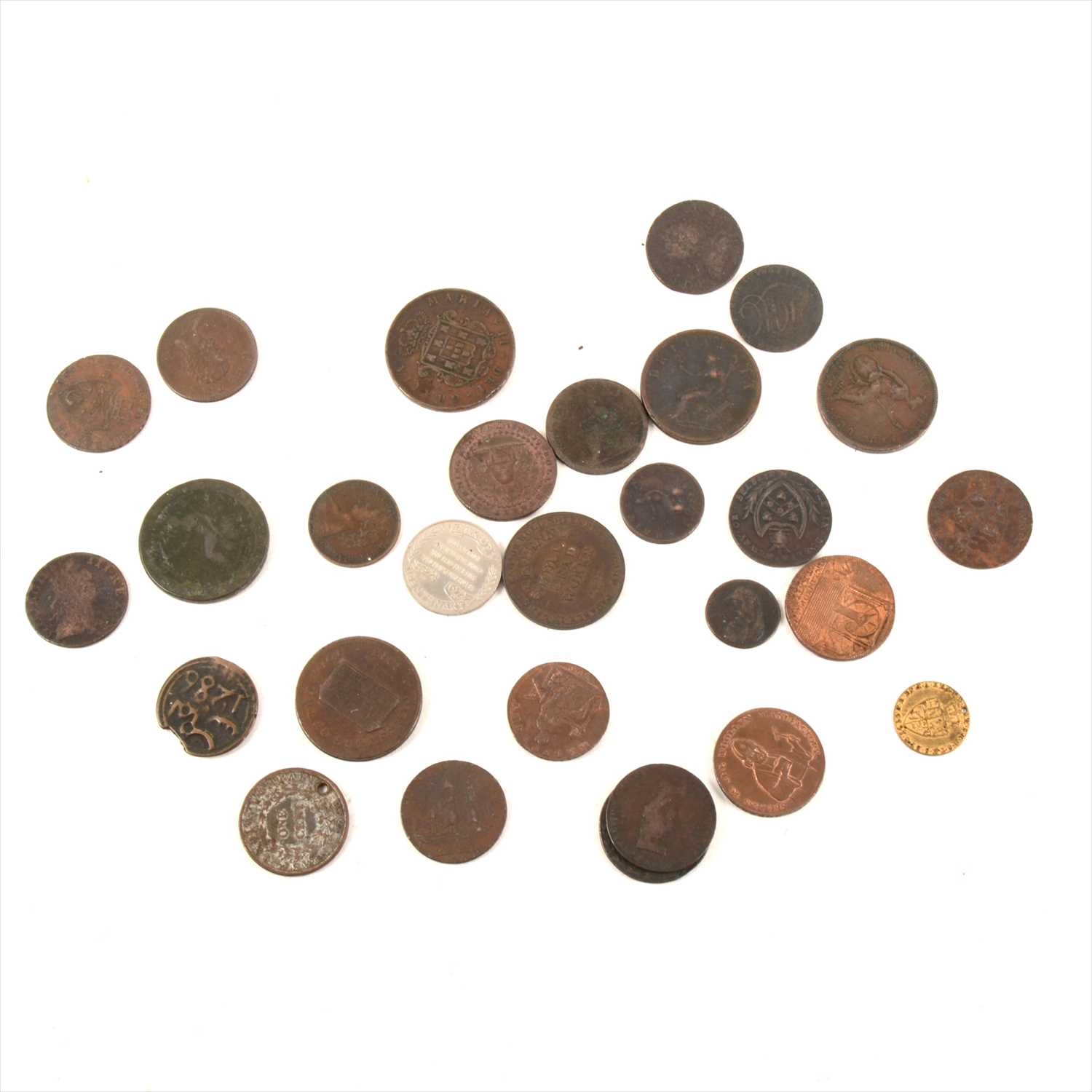 Lot 346 - Collection of copper coins, tokens, etc, mostly 18-19th Century.