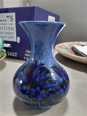 Lot 120 - Moorcroft vase, blue, with flower decoration,...