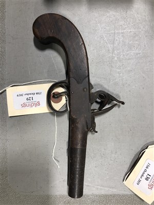 Lot 129 - 18th Century Flintlock pocket pistol, by...
