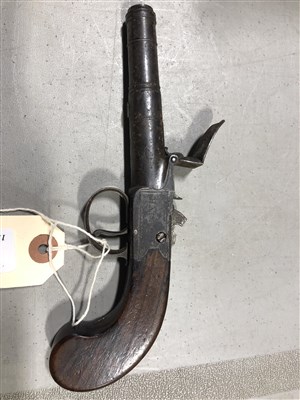 Lot 130 - 18th Century Cannon barrel flintlock pocket...