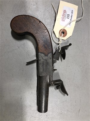 Lot 131 - Early 19th Century Flintlock pocket pistol, by...