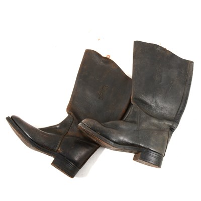 Lot 140 - Pair of WWII size 9 calf length boots,...