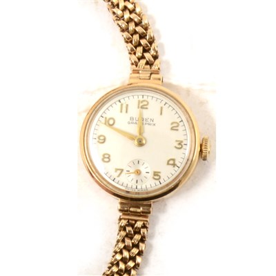 Lot 165 - 9ct gold cased lady's wristwatch by Buren,...
