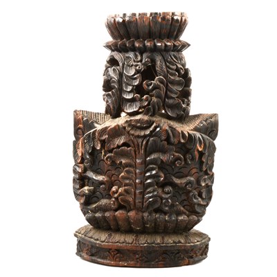 Lot 171 - An Eastern profusely carved wood stand, a...