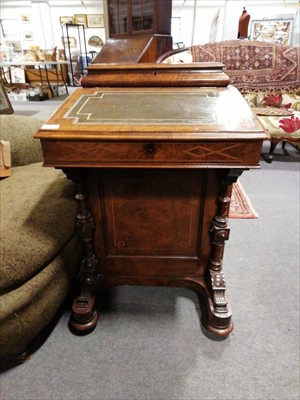 Lot 644 - Victorian inlaid walnut davenport