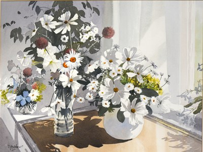 Lot 476 - S. J. Andrews, Still life of spring flowers in a jug,...
