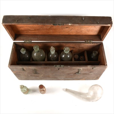 Lot 87A - Glass chemists bottles, in a wooden case.