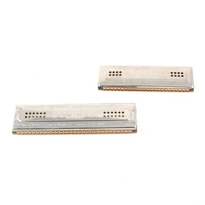 Lot 104 - Two modern Hohner Echo Harp mouth organs, ...