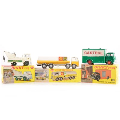 Lot 231 - Dinky Toys; no.434 Bedford TK crash truck, no.450 Bedford TK box van, no.944 Leyland Octopus, all boxed.