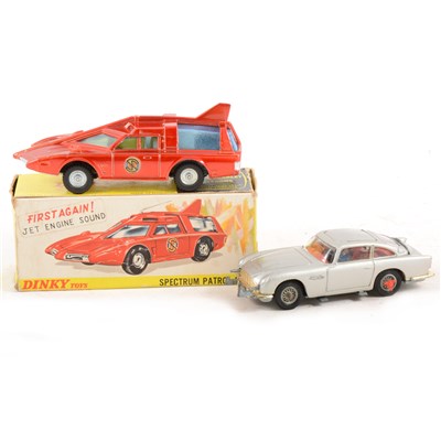 Lot 237 - Dinky and Corgi Toys;  no.103 Spectrum Patrol car from Captain Scarlet, boxed, and a Corgi no.261 James Bond Aston Martin DB5 car, with pop-out figure, no box.