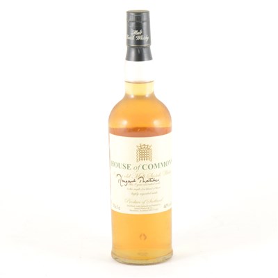 Lot 138 - House of Commons 8 Year Old Malt Scotch Whisky 70cl, signed Margaret Thatcher.