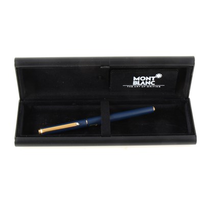 Lot 289 - Mont Blanc - Fountain Pen with matt blue barrel with box outer sleeve and guarantee.