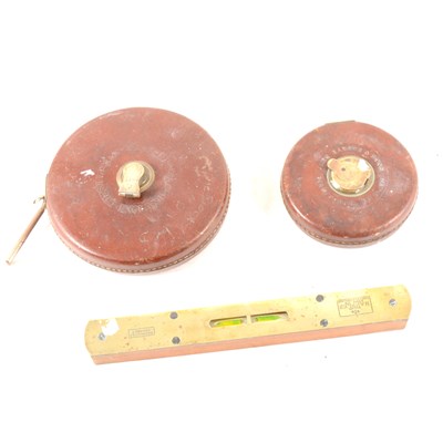 Lot 81 - Two surveyors tapes and Marples level.