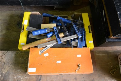 Lot 450 - Measures, Stanley plane, clamps etc.