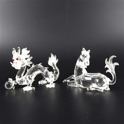 Lot 217 - Swarovski - "Fabulous Creatures" Annual Editions 1996 "The Unicorn" and 1997 "The Dragon"
