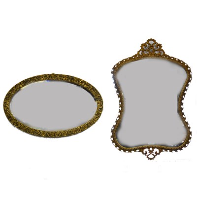 Lot 527A - A gilt composition cartouche-shape wall mirror, and an oval wall mirror.