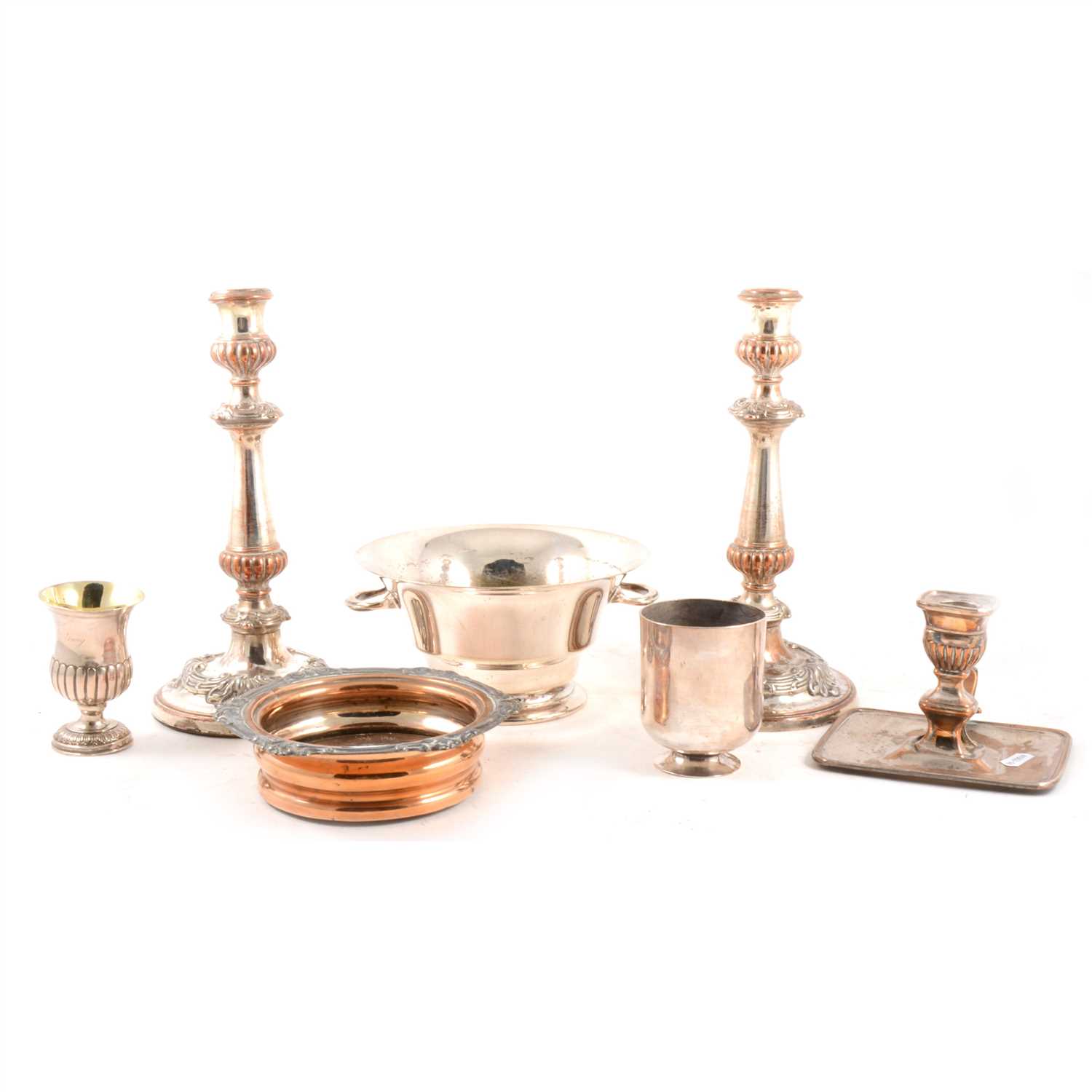 Lot 153 - Two boxes of silver plate, including a Walker and Hall salver