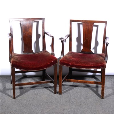 Lot 427 - Two similar George III mahogany elbow chairs, ...