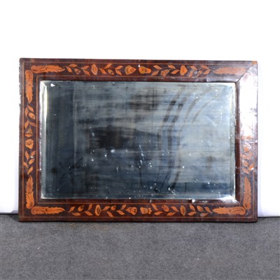 Lot 407 - A Dutch mahogany and marquetry wall mirror, ...