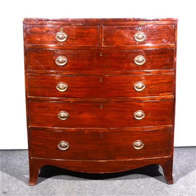 Lot 593 - A Victorian mahogany bowfront chest of drawers, ...