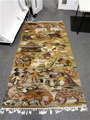 Lot 725 - A hand made woollen rug, probably South American