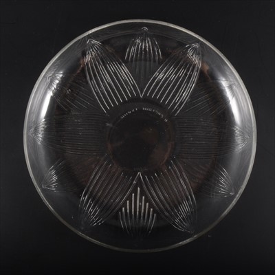 Lot 36B - A 'Lotus' design clear glass shallow bowl/ dish, by René Lalique.