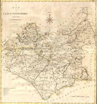 Lot 302 - John Carey, A Map of Leicestershire, hand coloured, and another