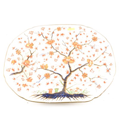 Lot 80 - Ironstone blue and white Willow pattern meat-plate, and another.