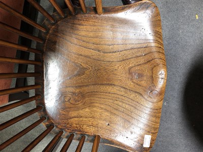 Lot 630 - Victorian elm and yew Windsor chair, stamped...