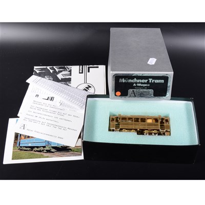 Lot 527 - Adler Präzisions-Modelle metal kit-built model of a Munchner Tram A-Wagen, HO scale