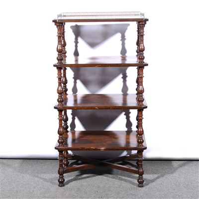 Lot 593 - A Victorian walnut four-tier whatnot, ...