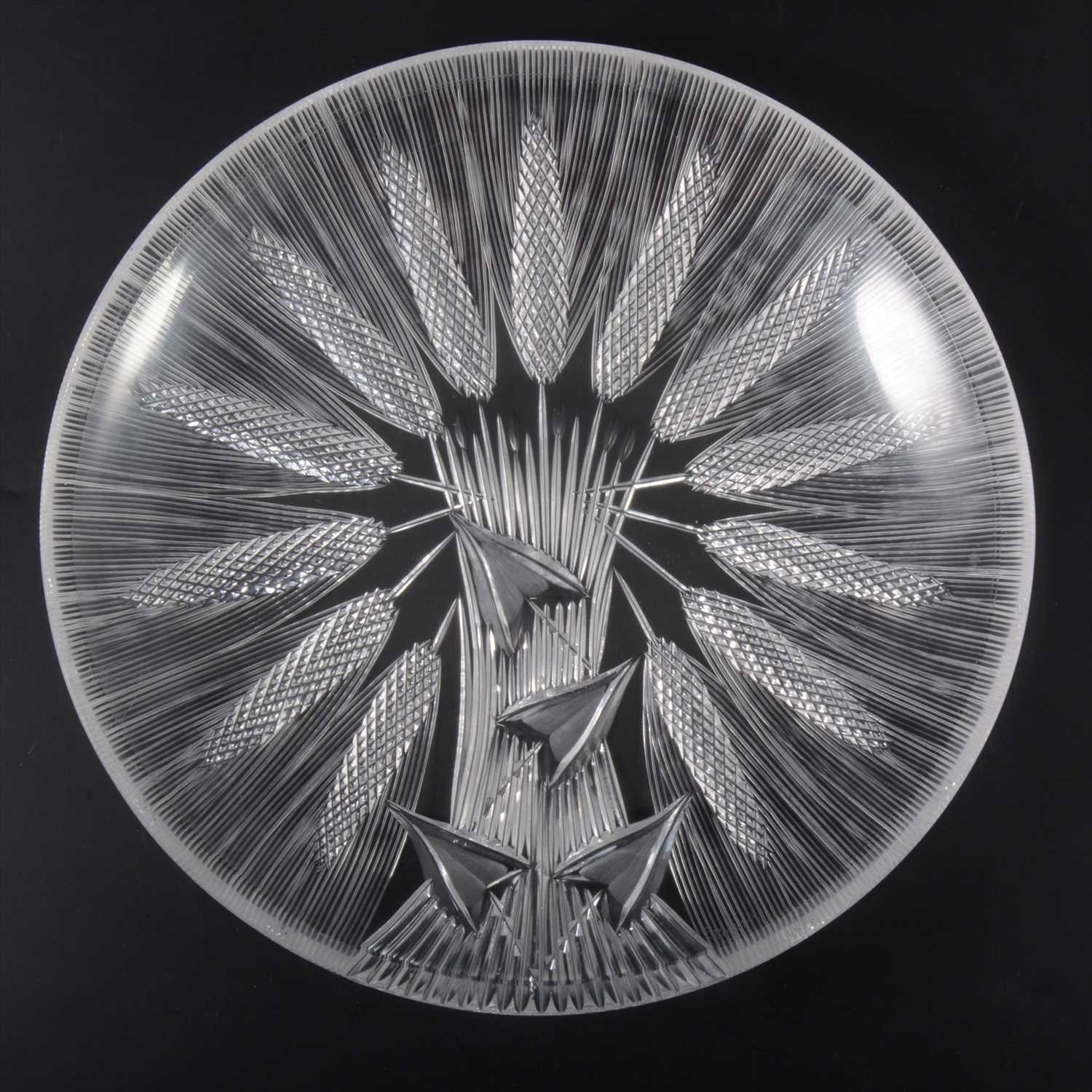 Lot 626 - A 'Barley' design cut crystal glass dish, by Josef Švarc, post-1945.