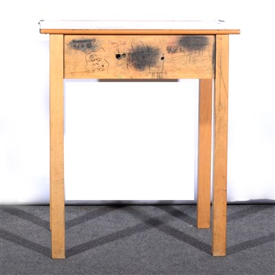 Lot 876 - A beechwood school desk, ...