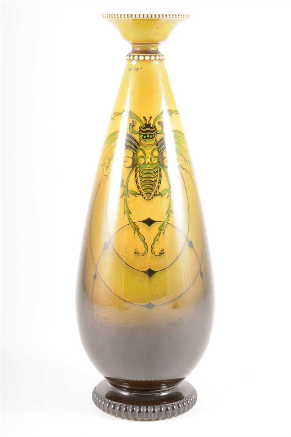 Lot 19 - An Art Pottery vase with beetle design, by Thomas Forester Pottery.