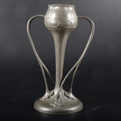 Lot 32 - An Arts and Crafts 'Tudric' pewter vase, designed by Archibald Knox for Liberty & Co.