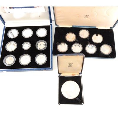 Lot 375 - Three Royal Mint silver coin sets and a silver £25 coin