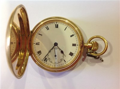 Lot 290 - An 18 carat yellow gold full hunter pocket watch.