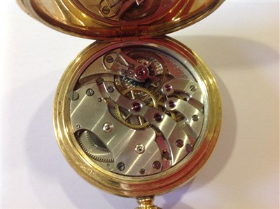 Lot 290 - An 18 carat yellow gold full hunter pocket watch.