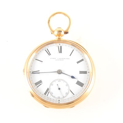 Lot 291 - An 18 carat yellow gold open face pocket watch by John Cashmore of London