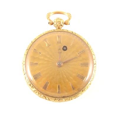 Lot 292 - An 18 carat yellow gold open face pocket watch by Crambrook 379 Strand