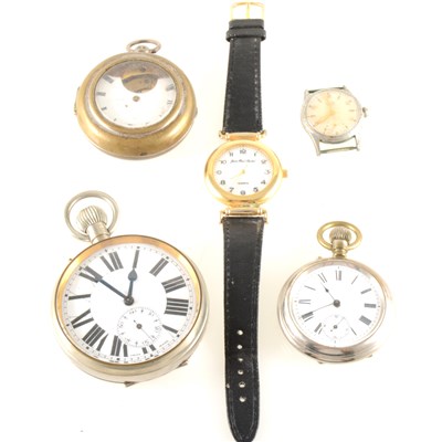 Lot 295 - A collection of white metal pocket watches, two wrist watches.