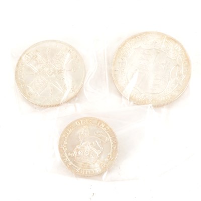 Lot 187 - Three George V silver coins, 1915, Half Crown, Florin and Shilling, XF