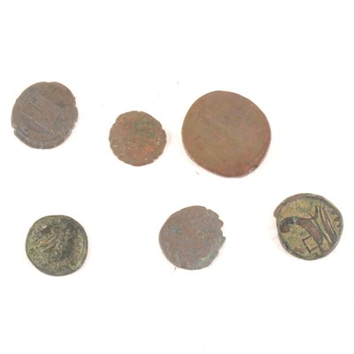 Lot 188 - Small collection of Roman bronze coins; other old coins, tokens and weights